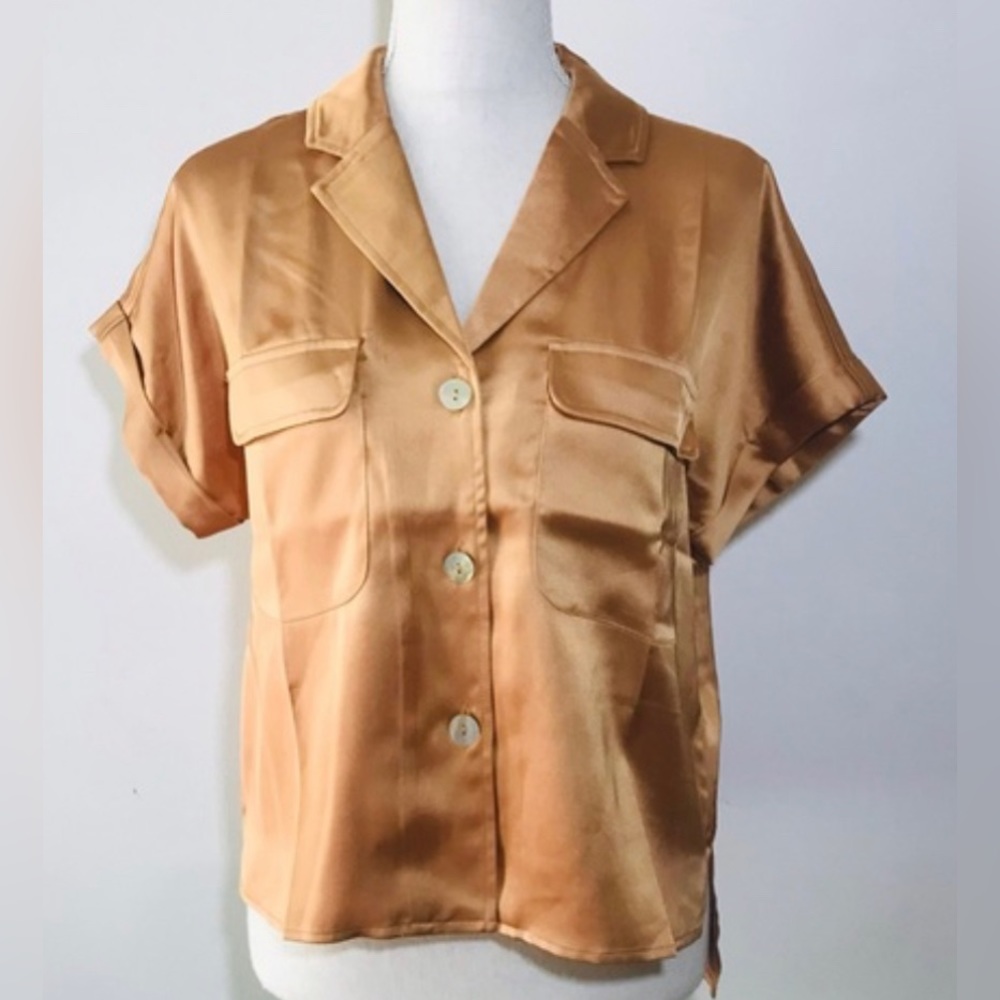 Rachel Zoe Satin Button Up Top